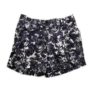 H & M Womens Shorts Floral Pleated Front Cuff Soft Feel Tencel® Fabric Size 4
